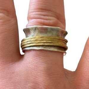 Silpada Sterling 925 Silver and Brass Go for a Spin R3363 Ring 8 GUC